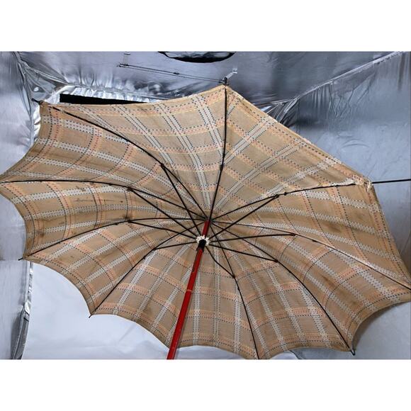 ANTIQUE VICTORIAN PARASOL PINK ORANGE YELLOW BLUE STRIPED MARBILIZED HANDLE - Picture 3 of 12